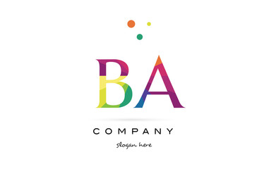 ba b a  creative rainbow colors alphabet letter logo icon