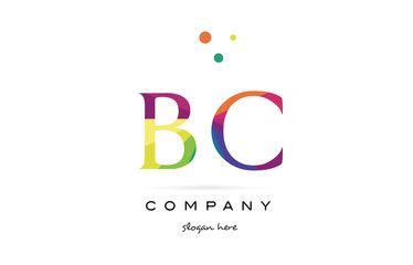 bc b c  creative rainbow colors alphabet letter logo icon