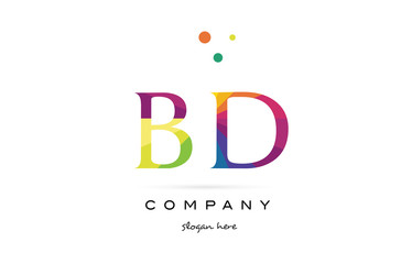 bd b d  creative rainbow colors alphabet letter logo icon