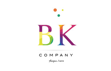bk b k  creative rainbow colors alphabet letter logo icon