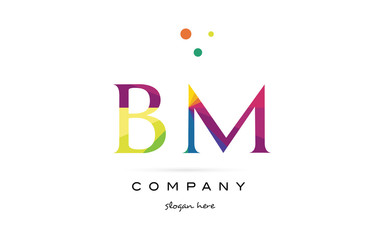 bm b m  creative rainbow colors alphabet letter logo icon