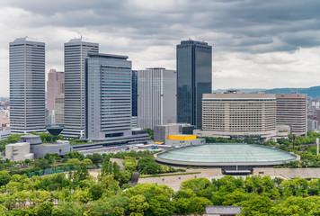 Fototapeta premium Osaka skyline on a overcast day, Japan