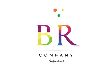 br b r  creative rainbow colors alphabet letter logo icon