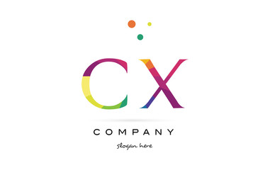 cx c x  creative rainbow colors alphabet letter logo icon