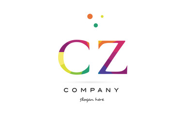 cz c z  creative rainbow colors alphabet letter logo icon