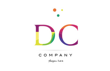 dc d c  creative rainbow colors alphabet letter logo icon