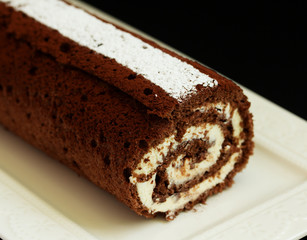 Biscuit coffee roll with cream tiramisu.