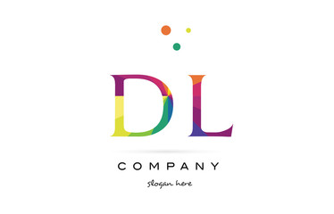 dl d l  creative rainbow colors alphabet letter logo icon