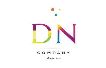 dn d n  creative rainbow colors alphabet letter logo icon