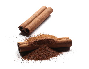 pile cocoa powder isolated on white background

