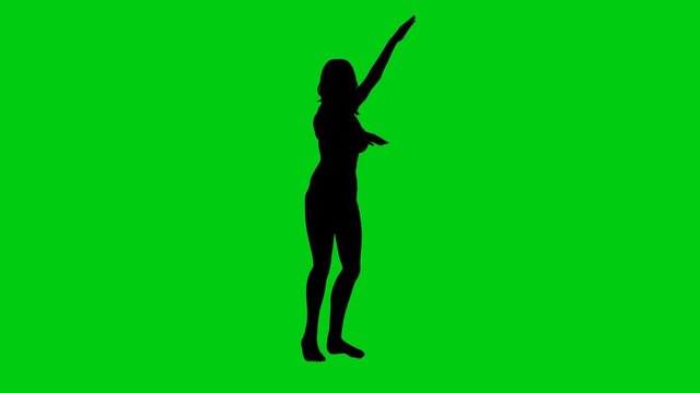 Dancer woman silhouette green screen animation