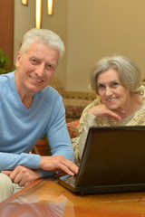 Elderly couple with a laptop