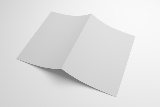 Blank opened bi-fold 3D illustration paper showing cover.