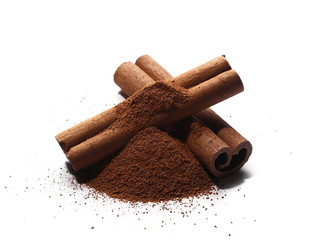 pile cocoa powder isolated on white background
