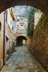 Charming alleys town in the corners, Cetona in Tuscany.