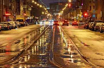 Fototapeta na wymiar City road at night.