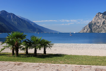 Lake Garda in Italy, surrounded by the Alps