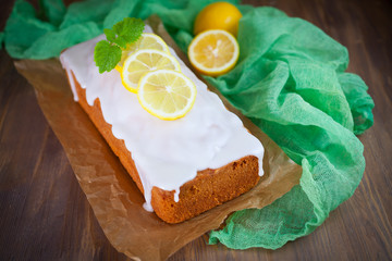 Lemon pound cake with sweet lemon icing