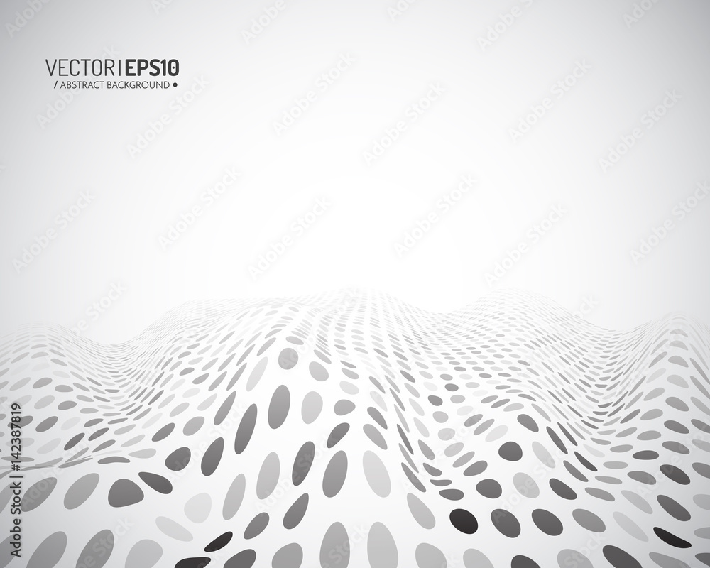 Poster abstract vector landscape background. cyberspace grid. 3d technology vector illustration.
