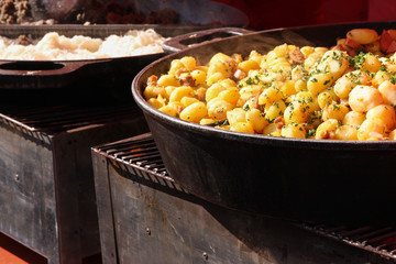 Roasted potatoes sold at the farmers market