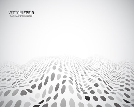 Abstract vector landscape background. Cyberspace grid. 3d technology vector illustration.