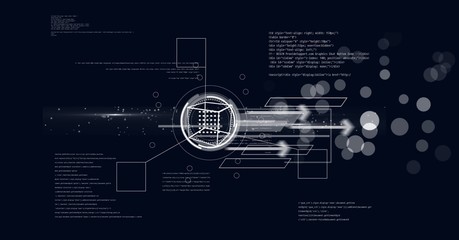 futuristic interface against blue background