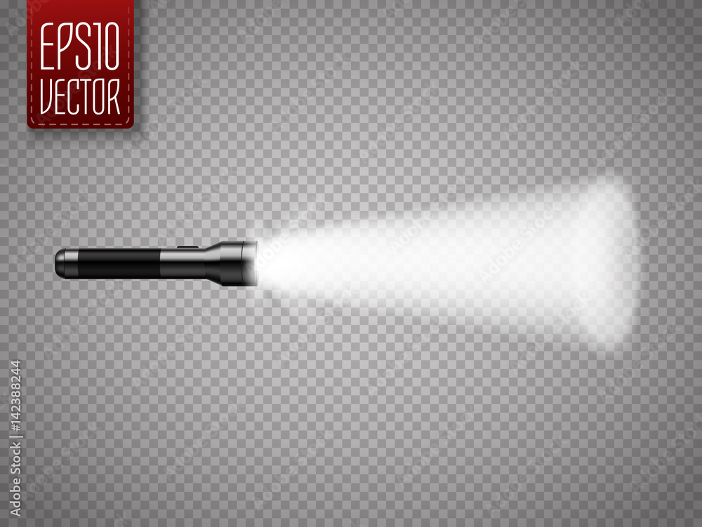 Poster Flashlight isolated on a transparent background. Vector