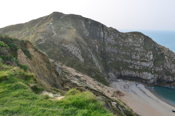 Beach and cliff areas near Durdle door in Dorset.
