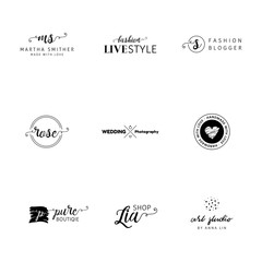 Set of feminine logos with beautiful details