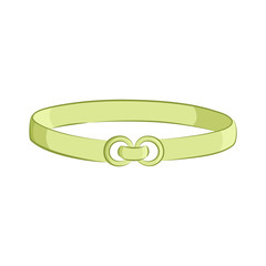 Realistic belt. Women fashion accessories. The green object isolated on white background. Vector cartoon illustration in hand drawing style