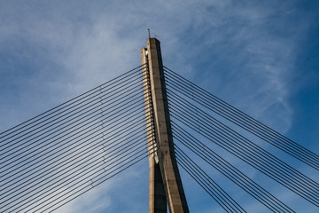Fototapeta na wymiar Pylon and cables of the Riga cable-stayed bridge