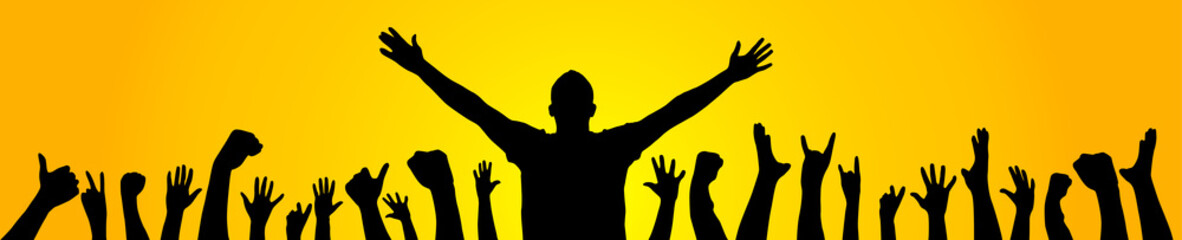 Background with cheering people