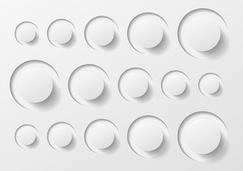 White Paper circle abstract background banner with drop shadows. Vector illustration.