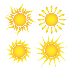 Set of suns on a white background