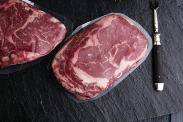 raw meat vacuum-packed Dry Aged Wagyu Entrecote Steak