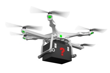 copter with black box isolated white 3d rendering