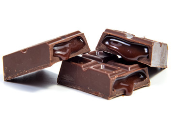 Chocolate candies isolated on white background.