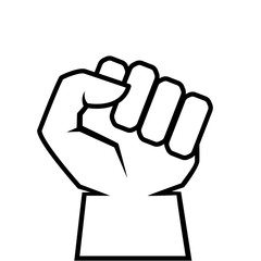 Human clenched fist outline icon, revolt concept
