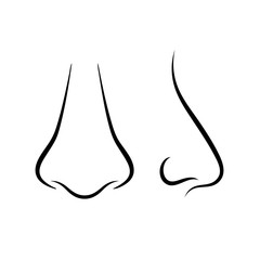 Human nose icon, front and side view
