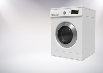 Washing machine against grey background