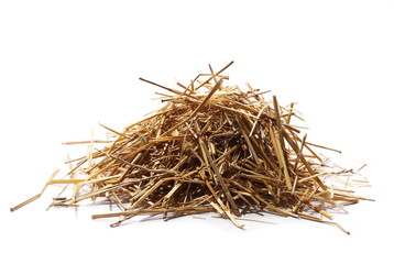 pile straw isolated on white background
