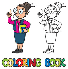 Secretary or receptionist woman. Coloring book