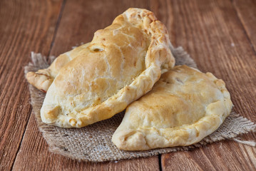 Delicious homemade Cornish pasties with beef, onions and potato.