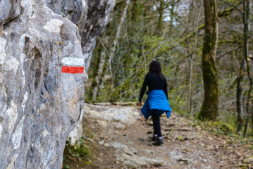 Fototapeta premium GR10 Hiking Trail Marking in Holtzarte, France