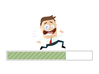 running businessman with progress bar