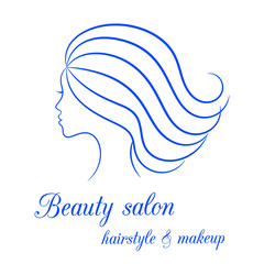 Contour logo with female profile for beauty salon