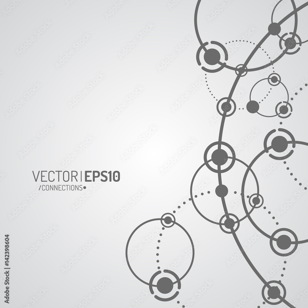 Poster vector technology concept illustration. connected lines and dots. network sign