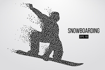 Silhouette of a snowboarder jumping isolated. Vector illustration