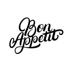 Bon Appetit hand written lettering quote. - obrazy, fototapety, plakaty