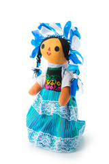traditional handmade mexican doll isolated on white